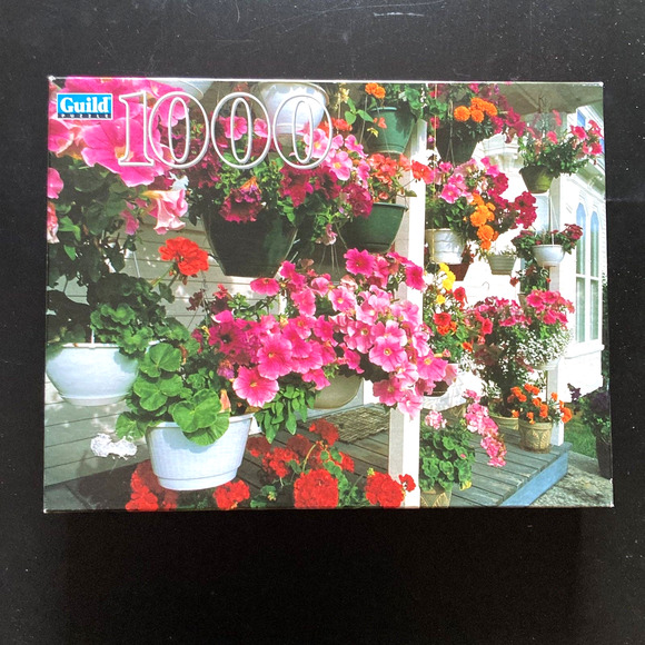 Guild new/unopened 1000 piece vintage puzzle - pink flowers - Picture 1 of 7